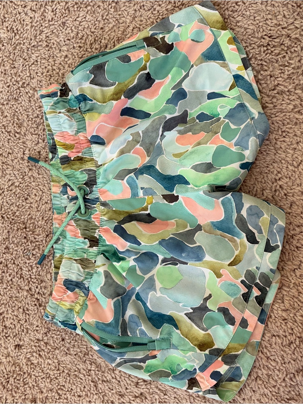 Athleta Multicolor Watercolor Print Athletic Shorts